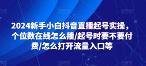 2024新手小白抖音直播起号实操，个位数在线怎么播/起号时要不要付费/怎么打开流量入口等-无痕资源库