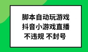 脚本自动玩游戏，抖音小游戏直播，不违规不封号可批量做【揭秘】-无痕资源库
