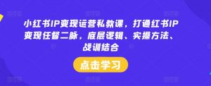 小红书IP变现运营私教课，打通红书IP变现任督二脉，底层逻辑、实操方法、战训结合-无痕资源库