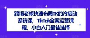 跨境老板快速布局TK的冷启动系统课，TikTok全案运营课程，小白入门最佳选择-无痕资源库