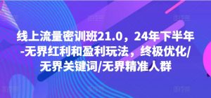 线上流量密训班21.0，24年下半年-无界红利和盈利玩法，终极优化/无界关键词/无界精准人群-无痕资源库