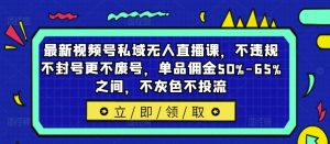 最新视频号私域无人直播课，不违规不封号更不废号，单品佣金50%-65%之间，不灰色不投流-无痕资源库