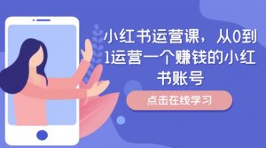 小红书运营课,从0到1运营一个赚钱的小红书账号-无痕资源库