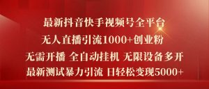 最新抖音快手视频号全平台无人直播引流1000+精准创业粉，日轻松变现5k+【揭秘】-无痕资源库