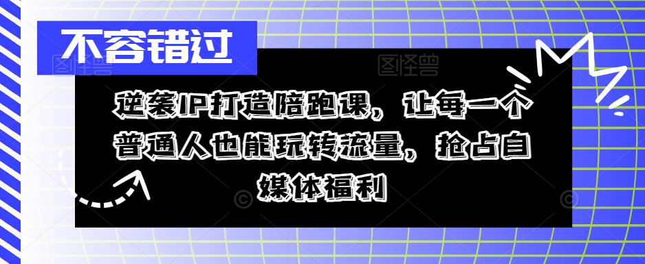 逆袭IP打造陪跑课，让每一个普通人也能玩转流量，抢占自媒体福利-无痕资源库