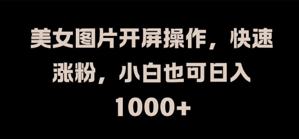 美女图片开屏操作，快速涨粉，小白也可日入1k【揭秘】-无痕资源库