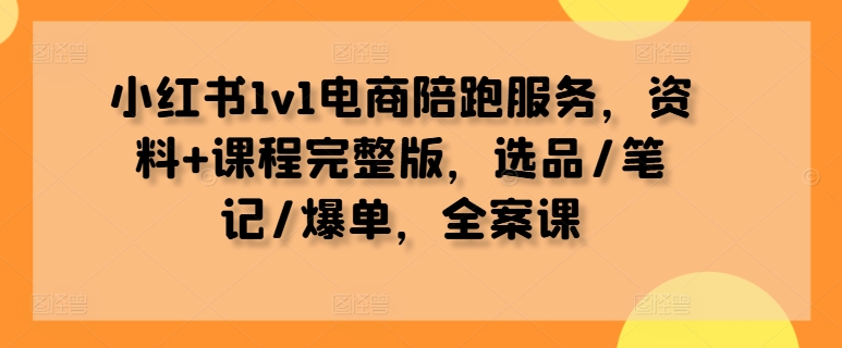 小红书1v1电商陪跑服务，资料+课程完整版，选品/笔记/爆单，全案课-无痕资源库