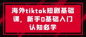 海外tiktok短剧基础课，新手0基础入门认知必学-无痕资源库