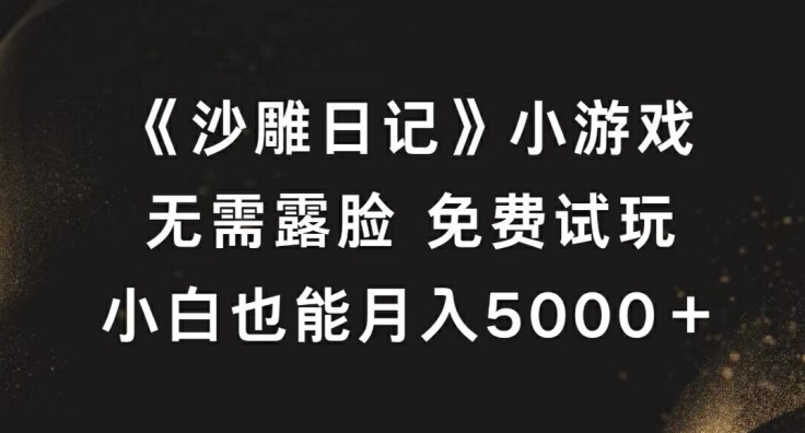 《沙雕日记》小游戏，无需露脸免费试玩，小白也能月入5000+【揭秘】-无痕资源库