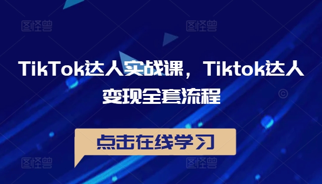 TikTok达人实战课,Tiktok达人变现全套流程-无痕资源库