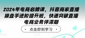 2024年电商必修课,抖音商家直播操盘手进阶提升班,快速突破直播电商业务停滞期-无痕资源库