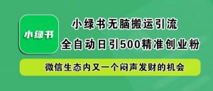 小绿书无脑搬运引流，全自动日引500精准创业粉，微信生态内又一个闷声发财的机会【揭秘】-无痕资源库