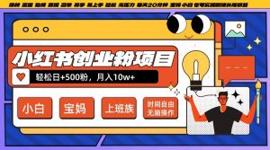 小红书创业粉项目日+500粉，每天20分钟躺赚长尾收益，无脑操作，宝妈，小白抓紧冲【揭秘】-无痕资源库