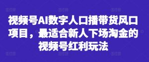 视频号AI数字人口播带货风口项目，最适合新人下场淘金的视频号红利玩法-无痕资源库
