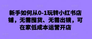 新手如何从0-1玩转小红书店铺，无需囤货、无需出镜，可在家低成本运营开店-无痕资源库