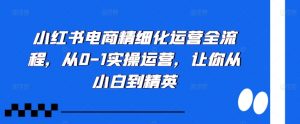 小红书电商精细化运营全流程，从0-1实操运营，让你从小白到精英-无痕资源库