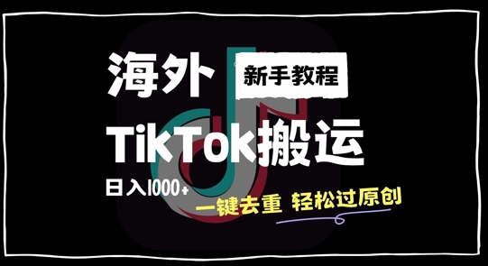 2024最新海外TikTok搬运玩法,一键去重轻松过原创,新手无经验也能日入1k【揭秘】-无痕资源库