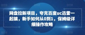 网盘拉新项目，夸克百度uc迅雷一起搞，新手如何从0到1，保姆级详细操作攻略-无痕资源库