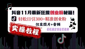 抖音11月最新狂揽创业粉秘籍，轻松日引300+精准创业粉，仅需图片+音频，轻松搞定创业类视频-无痕资源库