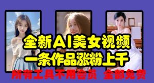 全新AI美女视频，一条作品涨粉上千，所有工具不用会员，全部免费-无痕资源库