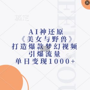 AI神还原《美女与野兽》，打造爆款梦幻视频，引爆流量，单日变现1k-无痕资源库