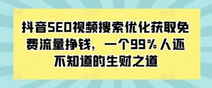 抖音SEO视频搜索优化获取免费流量挣钱，一个99%人还不知道的生财之道-无痕资源库