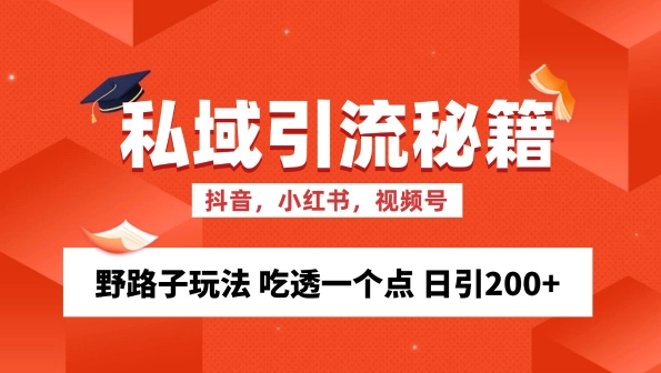 私域流量的精准化获客方法 野路子玩法 吃透一个点 日引200+ 【揭秘】-无痕资源库