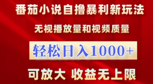 番茄小说自撸暴利新玩法，无视播放量，轻松日入1k，可放大，收益无上限【揭秘】-无痕资源库