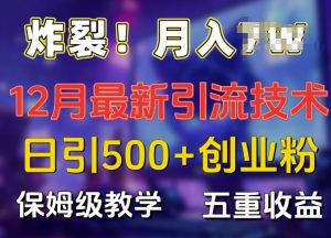 炸裂!揭秘12月最新日引流500+精准创业粉,多重收益保姆级教学-无痕资源库