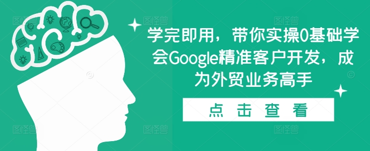 学完即用，带你实操0基础学会Google精准客户开发，成为外贸业务高手-无痕资源库