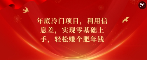 年底冷门项目，利用信息差，实现零基础上手，轻松赚个肥年钱【揭秘】-无痕资源库