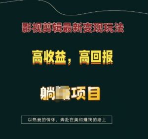 影视剪辑最新变现玩法，高收益，高回报，躺Z项目【揭秘】-无痕资源库