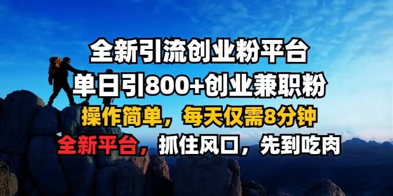 全新引流创业粉平台 单日引800+,创业兼职粉,操作简单,每天仅需8分钟【仅揭秘】-无痕资源库
