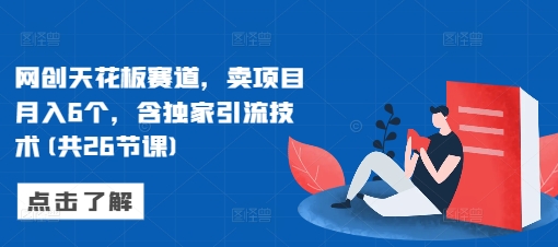 网创天花板赛道，卖项目月入6个，含独家引流技术(共26节课)-无痕资源库