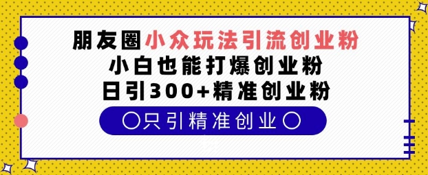 朋友圈小众玩法引流创业粉，小白也能打爆创业粉，日引300+精准创业粉【揭秘】-无痕资源库