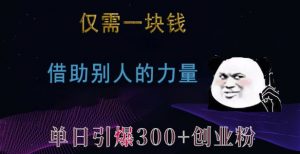 仅需一块钱，借助别人的力量，单日引爆300+创业粉、兼职粉【揭秘】-无痕资源库