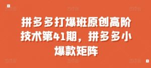 拼多多打爆班原创高阶技术第41期，拼多多小爆款矩阵-无痕资源库
