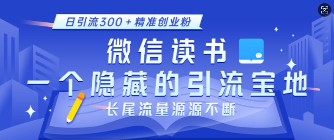 微信读书,一个隐藏的引流宝地,不为人知的小众打法,日引流300+精准创业粉,长尾流量源源不断-无痕资源库