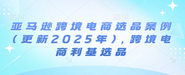 亚马逊跨境电商选品案例(更新2025年)，跨境电商利基选品-无痕资源库