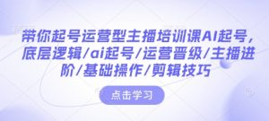 带你起号运营型主播培训课AI起号，底层逻辑/ai起号/运营晋级/主播进阶/基础操作/剪辑技巧-无痕资源库