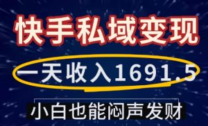 一天收入1691.5，快手私域变现，小白也能闷声发财-无痕资源库