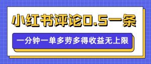 小红书留言评论，0.5元1条，一分钟一单，多劳多得，收益无上限-无痕资源库