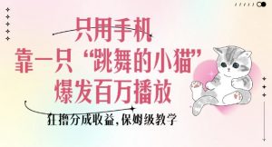 只用手机靠一只“跳舞的小猫”爆发百万播放,狂撸分成收益,保姆级教学-无痕资源库