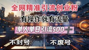 全网独家引流创业粉，有操作就有流量，单人单日引流500+，不封号、不费号-无痕资源库