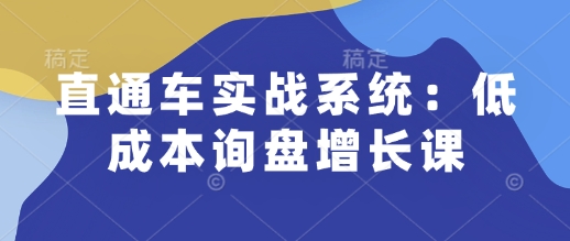 直通车实战系统:低成本询盘增长课,让个人通过技能实现升职加薪,让企业低成本获客,订单源源不断-无痕资源库