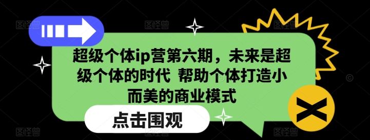 超级个体ip营第六期,未来是超级个体的时代 帮助个体打造小而美的商业模式-无痕资源库
