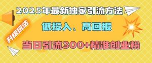 2025年最新独家引流方法,低投入高回报?当日引流300+精准创业粉-无痕资源库