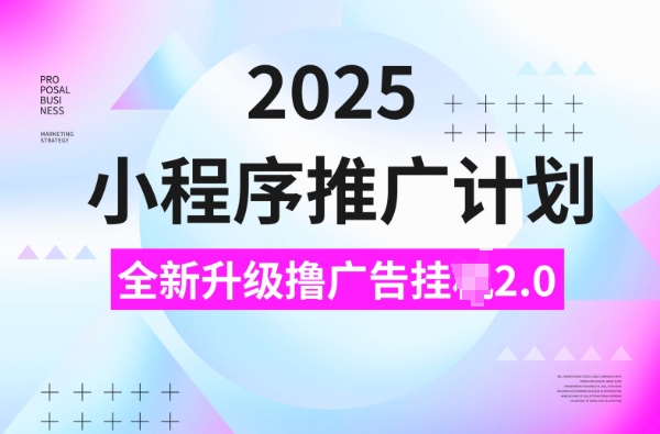 2025小程序推广计划,撸广告挂JI3.0玩法,日均5张【揭秘】-无痕资源库