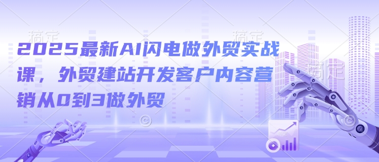 2025最新AI闪电做外贸实战课,外贸建站开发客户内容营销从0到3做外贸-无痕资源库