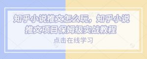 知乎小说推文怎么玩，知乎小说推文项目保姆级实战教程-无痕资源库